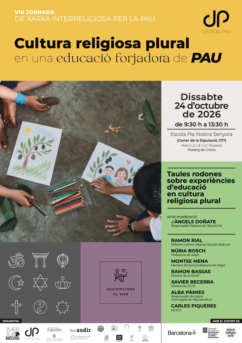VedrunaCat's tweet photo. 🗓️ AGENDA | 24 OCT: L’experiència de les escoles Vedruna en #culturareligiosa amb en @ramonrial a la VIII Jornada de la Xarxa Interreligiosa per la Pau. Inscripcions obertes: https://t.co/d7GlApzyeJ https://t.co/TeWi5xbZd0