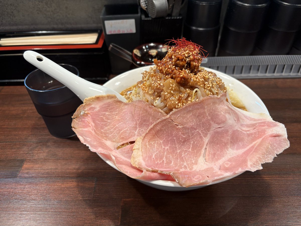 umachan718's tweet photo. 盛岡市上堂　麺屋ぶしがみ
豚タンタン　1,400円 https://t.co/t02eCPTrNj