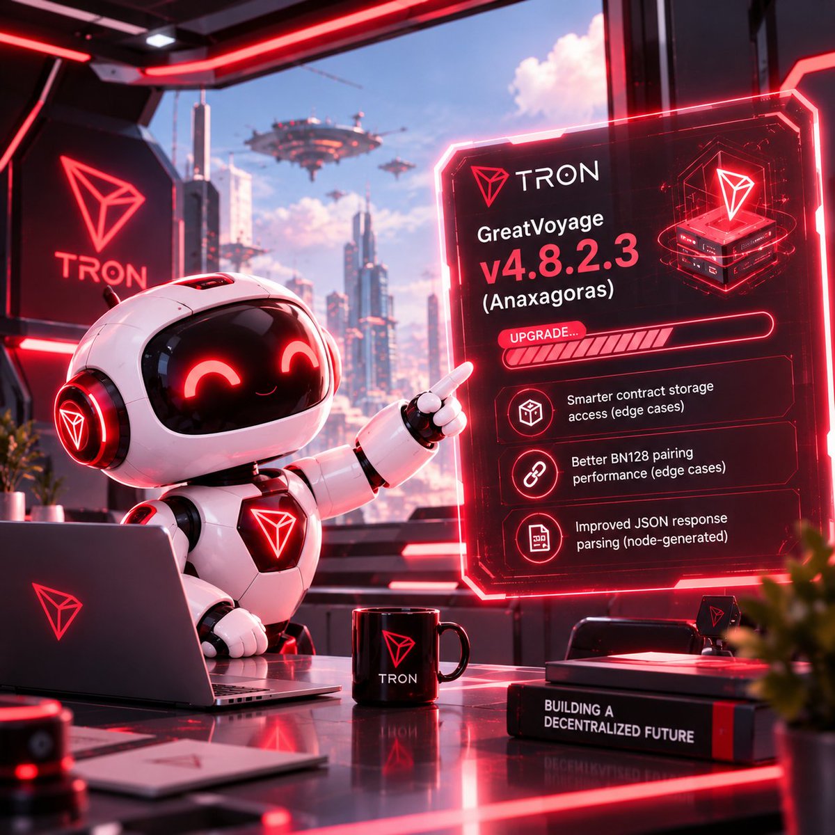 15x5l's tweet photo. 🚨 ترون تقولها بصراحة: حدّث نودك ولا تتأخر!

فيه تحديث إلزامي جديد لشبكة TRON 👀🚀

أعلنت TRON DAO عن إطلاق GreatVoyage-v4.8.2.3 (Anaxagoras)، وطالبت مشغّلي العقد بترقية أنظمتهم بأسرع وقت، عشان تستمر مزامنة الشبكة بدون انقطاع.

والتحديث جاي معه تحسينات مهمة، أبرزها: 

🔻 تحسين وصول العقود الذكية للتخزين في بعض الحالات

🔻 رفع كفاءة أداء BN128

🔻 تحسين قراءة ومعالجة استجابات JSON الخاصة بالعُقد

باختصار: ترون قاعدة تضبط البنية التحتية من الداخل عشان الشبكة تظل شغالة بسلاسة. 🔥

#TRON #TRX #TRONDAO #Crypto #Web3
#TGF
#TRONGlobalFriends