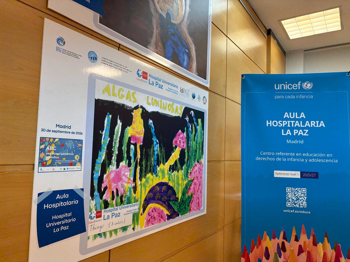 HospiLaPaz's tweet photo. 🐟 El #HospiLaPaz acoge la presentación del libro ABC dos Microrganismos Marinhos, elaborado niños y adolescentes ingresados en hospitales de toda España.

✅ El objetivo es concienciar a los más pequeños sobre la importancia de cuidar el entorno.

🔗 https://t.co/On2lHqivkn https://t.co/qlIcCiWB3g