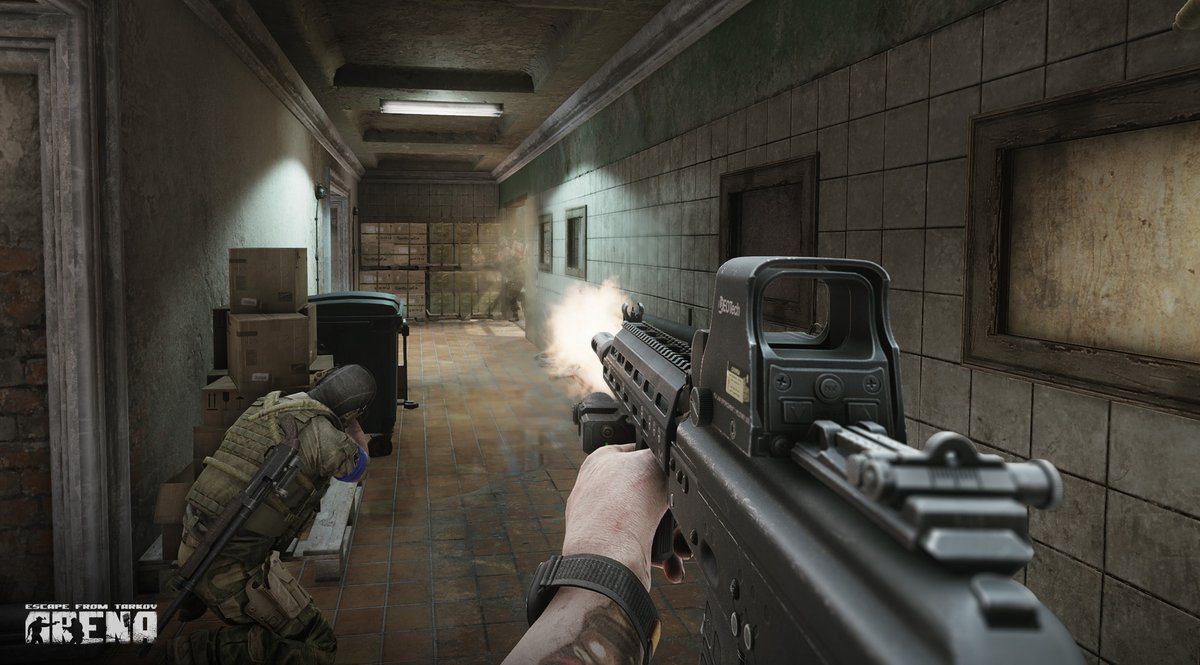 tarkovarena's tweet photo. Hit registration has been improved in #TarkovArena.

If a player fires a shot before being killed, the server will now continue processing bullets that have already been fired until they complete their trajectory. These bullets can still deal damage to an opponent.

Previously, bullet processing stopped when the shooter died. This could result in situations where a hit appeared to register visually, but no damage was dealt to the opponent.

As a result, trade kills may now occur during firefights.

This is an experimental change. We’ll be closely monitoring its performance and encourage you to share your feedback.

The change has already been applied to the servers and does not require a game restart or update.