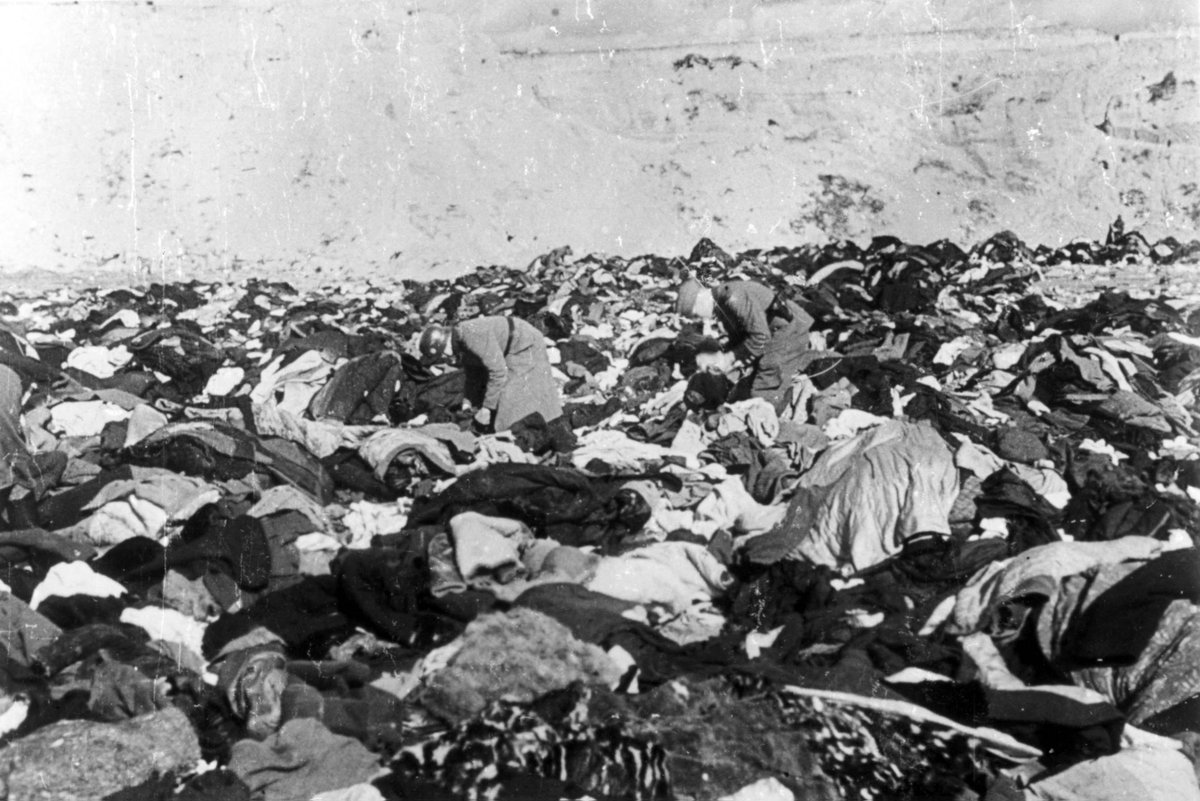 YacovLivne's tweet photo. It started with the Jews. 
Remember Babi Yar, 85 years ago.
In September 1941 the Germans occupied Kiev. The Jews were ordered to assemble “for resettlement.” Marched under guard to Babi Yar, on the outskirts of Kiev, they were forced to hand over all their belongings and then led to a deep ravine and shot. Women, children, the elderly and the young. Everyone. Just for being Jewish.
The massacre was carried out by SS Einsatzkommando 4a, together with German and Ukrainian police units. The bodies of the victims were piled in the ravine. In just two days, September 29–30, at Babi Yar, 33,771 Jews were murdered - one of the largest mass shootings during the Holocaust. 
The number of Jewish victims at Babi Yar eventually exceeded 50,000. Only 29 Jews known to have survived, a ratio of 1:1660. One survival for every 1,660 murdered.
As always, the hate that began with Jews did not end with Jews. In total, more than 100,000 people were murdered at Babi Yar, including Soviet prisoners of war, Roma and Sinti, psychiatric patients, and other innocent civilians. Those who managed to escape were mostly betrayed by local residents.
After the physical annihilation came the attempt to erase the memory. Under “Sonderaktion 1005” the Nazis sought to conceal and destroy evidence of their atrocities. That was not the end.
Efforts to suppress the memory of the Holocaust continued for decades under Soviet rule, as part of the Soviet Union’s antisemitic anti-Zionist political campaign. So the first memorial erected at Babi Yar in 1974 did not mention the Jews.
Only after the collapse of the Soviet Union in 1991 was the Menorah Monument erected, at the edge of the Babi Yar killing pit, in memory of the Jewish victims.
Today we promise: Never again.

Photos: 1. Babi Yar, October 1941, German soldiers rummaging through the clothes of murdered Jews (pic: Yad Vashem). 2. The Menorah at Babi Yar.