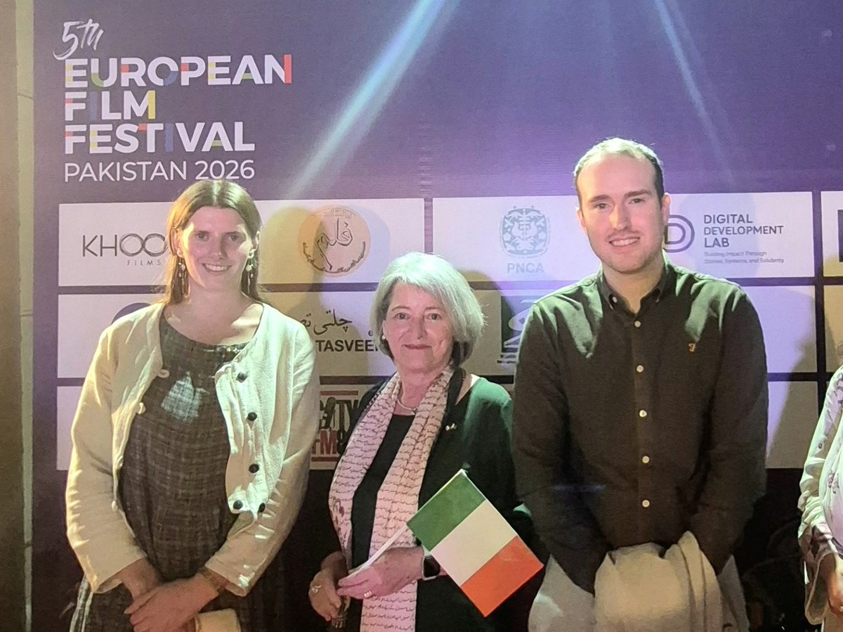 irlembpakistan's tweet photo. That’s a wrap on the EU Film Festival 2026! 🎬🇮🇪🇪🇺

Thank you to everyone in Islamabad, Sialkot &amp; Jamshoro/Hyderabad for joining us! Your energy was amazing.

We hope to bring even more Irish cinema to Pakistan in the coming years! 🙌

#IrelandinPakistan https://t.co/uzd4eQkGZA