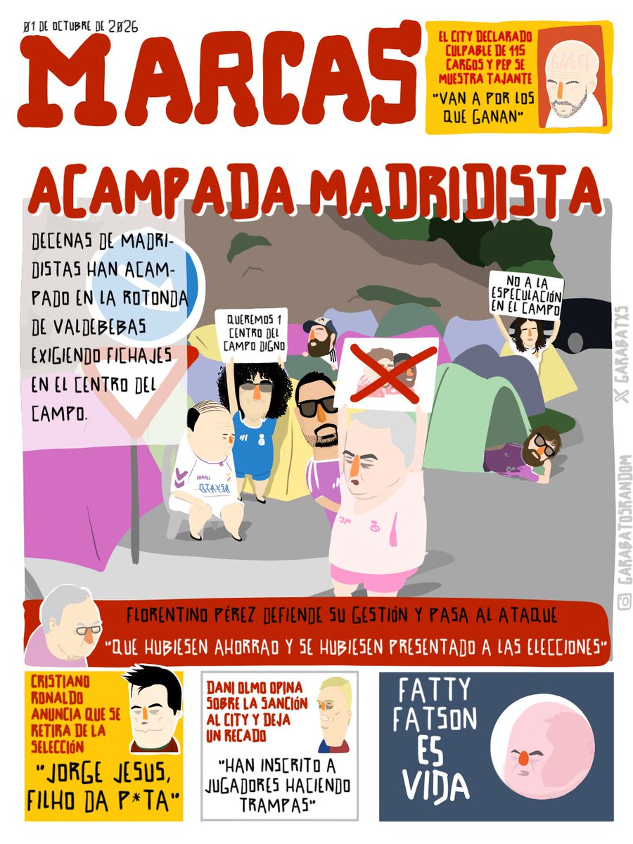 Garabatxs's tweet photo. 📰🗞️

La fiebre del 15M se extiende entre el madridismo, que sale a las calles a pedir dignidad en el centro del campo. https://t.co/0XnjKliqmH