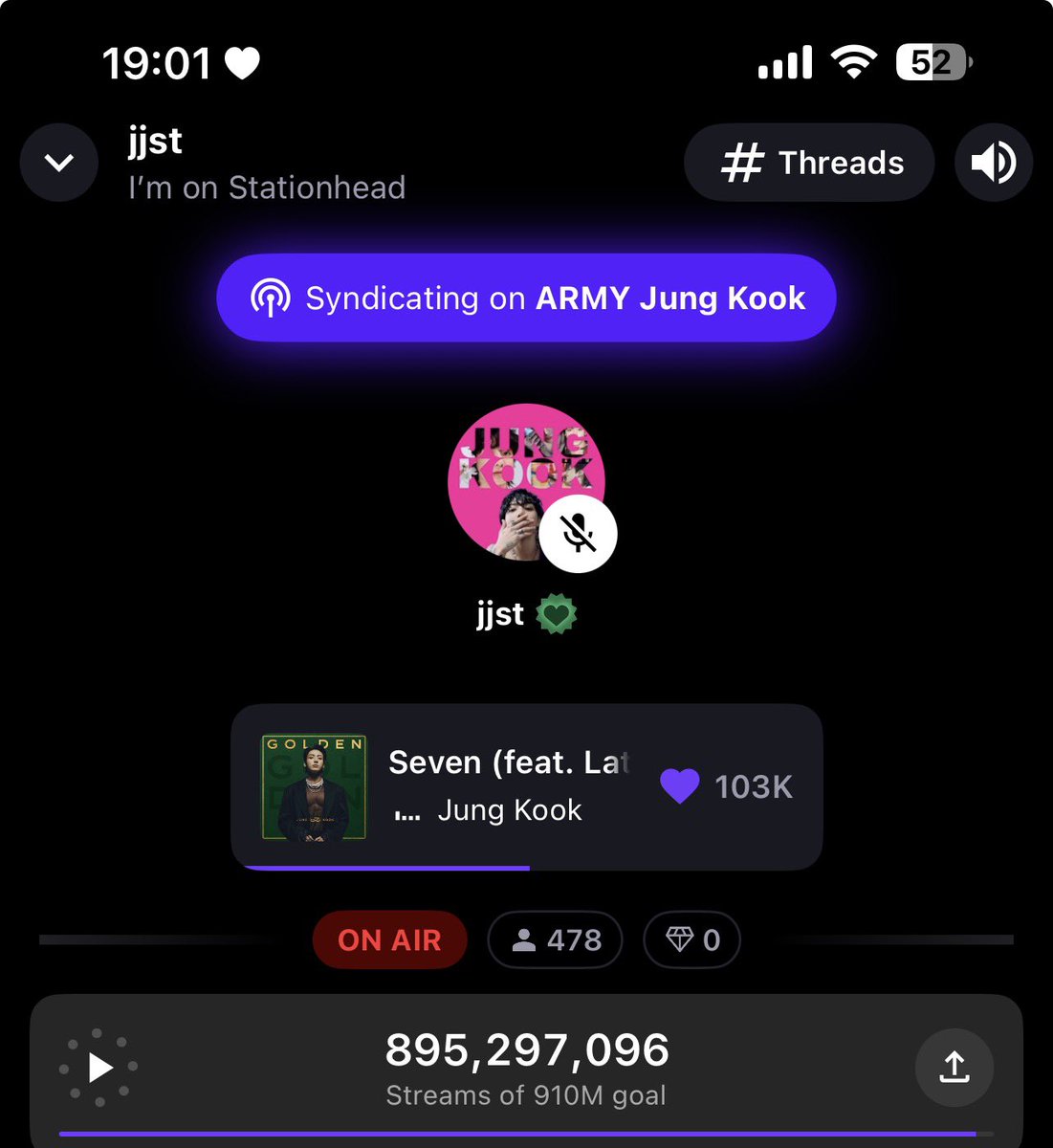 JK0901_CUTE97's tweet photo. @JKJP_STREAM_ JJST Stationhead🎧
ON AIRありがとうございます🐰💜🎶

STREAM FOR JUNGKOOK

https://t.co/VXKhF6DkRF https://t.co/vMTp0AWfOC