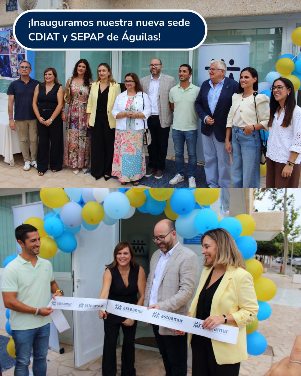 Asteamur's tweet photo. 💙 #Águilas ya cuenta con un centro #CDIAT y #SEPAP especializado en #autismo.

En #ASTEAMUR inauguramos nuestra nueva sede con capacidad para atender a más de 100 personas y 5 gabinetes terapéuticos, incluida una sala #multisensorial pionera en el municipio ✨ https://t.co/pher3R4vbH
