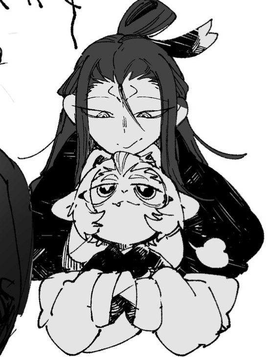 LuYuWangTan_M's tweet photo. Oh my gosh! So cute! Oh my gosh! So cute! Every Wukong you drew is adorable!(Wukong’s golden headband looks just like cute kitten ears.)🐱🐒🥺🥰
I love this so much! They’re both so precious! Love this adorable height difference! https://t.co/yA4vK88eaU