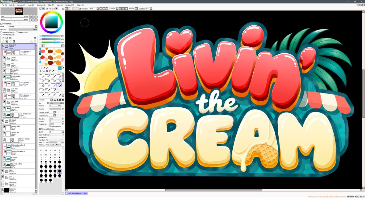 Ritual_Int's tweet photo. Fired up my old trusty Wacom and Paint Tool SAI, working on givin' Livin' the Cream a new logo artwork. What do ya'll think so far?
#IndieDevs
https://t.co/JAsQhY5Dvm https://t.co/GuE320LsCC
