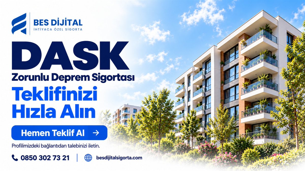 besdijitalsgrta's tweet photo. DASK teklifinizi hızla alın.

Zorunlu Deprem Sigortası için teklif talebinizi profilimizdeki bağlantıdan iletin.

0850 302 73 21
https://t.co/BvsismoYyV

#DASK #BESDijital https://t.co/pBpwQXZzrs