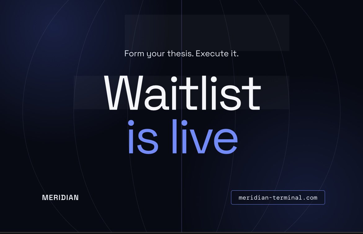 meridian_thesis's tweet photo. Say what you believe. 

Meridian turns it into an executable trade across every major protocol, with the risk shown up front.

Waitlist is live!

Get in: https://t.co/VSemNJy5u7 https://t.co/bCLlYZK5V7