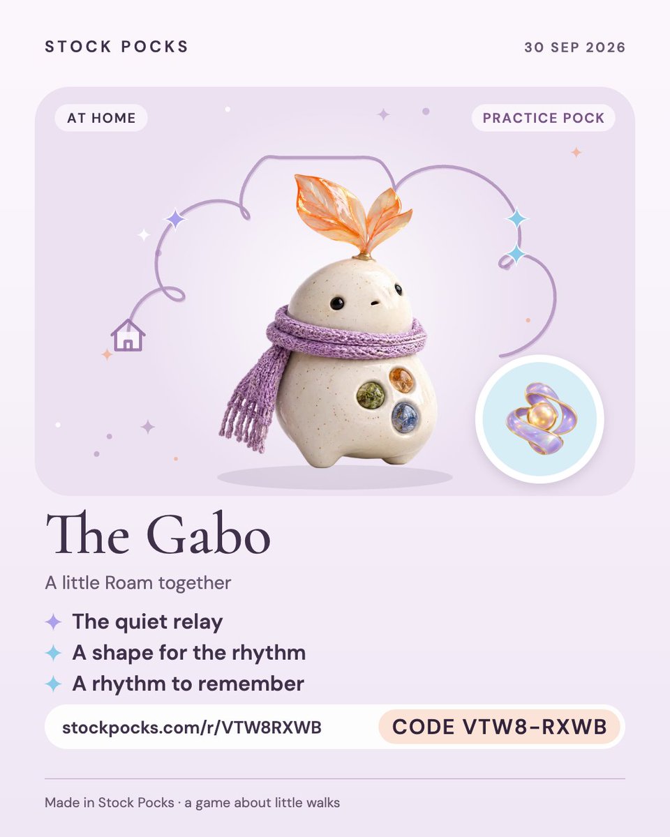 thegaboeth's tweet photo. I spent some time with Stock Pocks today, and I like how simple the idea is: no download, no wallet to start, just a Pock and a little Roam.

A little Roam with The Gabo today: 3 discoveries kept.

Play free: https://t.co/mmLmctzxjQ

Code VTW8-RXWB #StockPocks