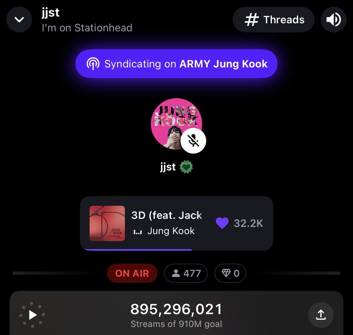 voteforJK0901's tweet photo. @JKJP_STREAM_ 📢JJST Stationhead ON AIR🎧

今日も楽しく参加しています🐰🍓💜

💜🎧🐰STREAM FOR JUNGKOOK🐰🎧💜 https://t.co/TWuAVNhg8X