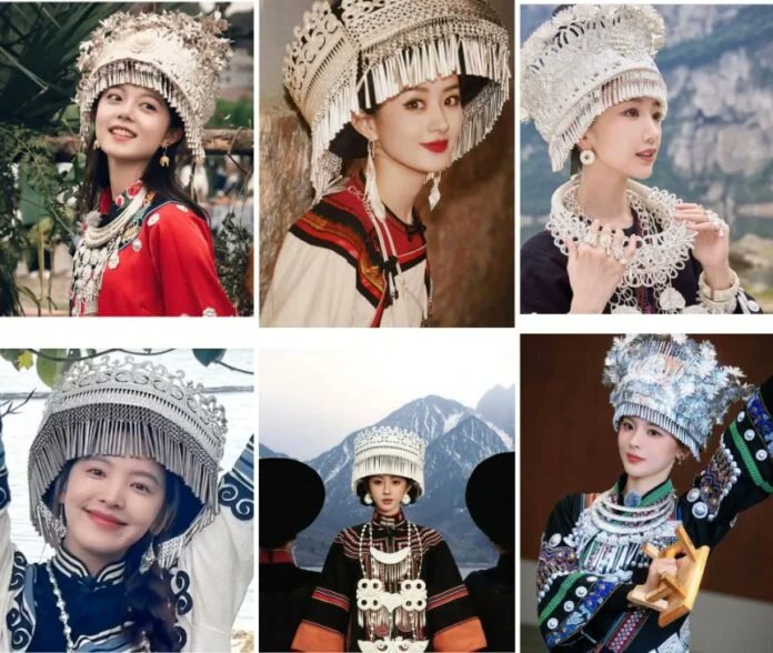 Asiavibe_72's tweet photo. Deep in the mountains of Yunnan, traditional Miao attire creates a striking visual through layers of embroidered fabric, elaborate silver ornaments, and headdresses adorned with dangling pieces that move with every step. 
https://t.co/J3a8wwwVx0 https://t.co/ACwCFf45Lf