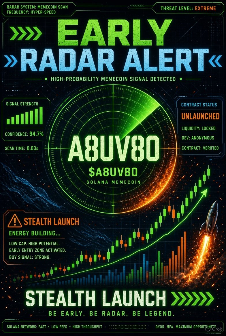 PromoteMyMemes's tweet photo. 🚨🔥 A8UV8O JUST HIT THE RADAR 🔥🚨

🪙 A8UV8O · $A8UV8O

⚡ Stealth launch 🚀

👀 EARLY RADAR ALERT  
A fresh token worth checking out — watch the chart, volume & community activity.

🔍 DYOR. High-risk assets can move extremely fast.

━━━━━━━━━━━━━━

📜 CONTRACT ADDRESS  
`A8UV8oFkxmdcSWKawj6dmvo43wpK2Z3js6FyA3vUCYMd`

📊 CHART  
https://t.co/KeYbdBCS94

🚀 TRADE  
https://t.co/vf1cBfixzD

━━━━━━━━━━━━━━

🔥 SPOTTED EARLY.  
📈 WATCH THE MOMENTUM.  
🔍 DO YOUR RESEARCH.

⚠️ Always verify the contract address before trading.

#Solana #Memecoin #A8UV8O