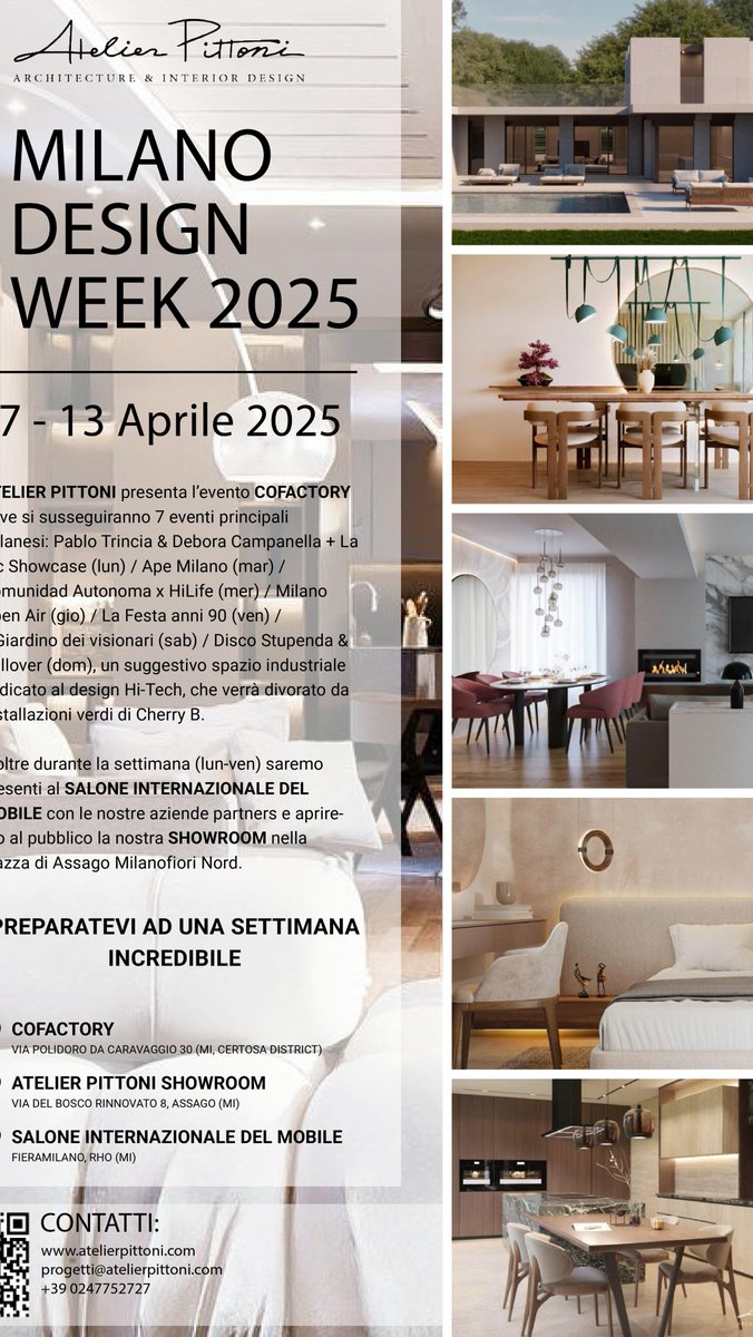 raphael23121986's tweet photo. 𝗔𝗧𝗘𝗟𝗜𝗘𝗥 𝗣𝗜𝗧𝗧𝗢𝗡𝗜 presenta @cofactory. designweek
Uno spazio dedicato all’innovazione nel design dove si susseguono i 7 eventi principali
Milanesi: Pablo Trincia &amp; Debora Campanella + La
@la_zic_records (lun) / @ape_milano (mar) / https://t.co/vCuTKAMASj