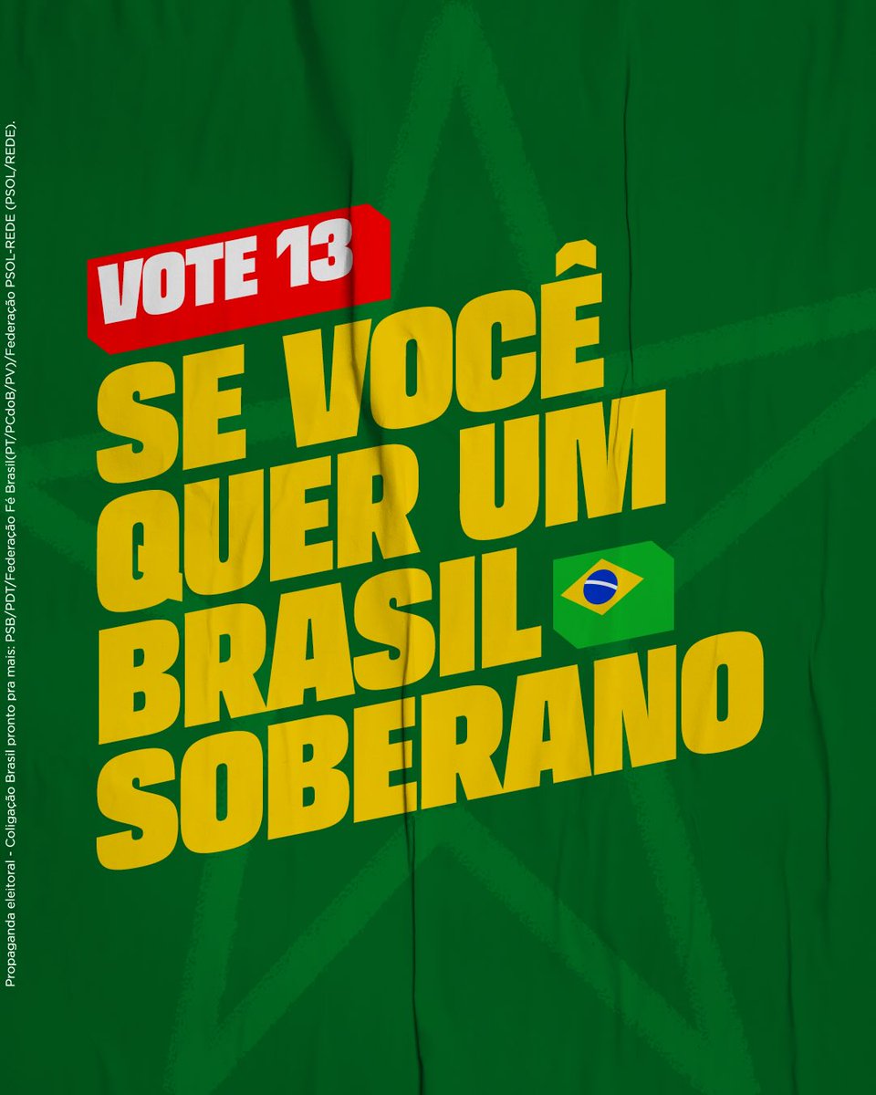 LulaOficial's tweet photo. Se você quer um Brasil ainda melhor, vote 13! ⭐️ https://t.co/WBAwCpYtnD