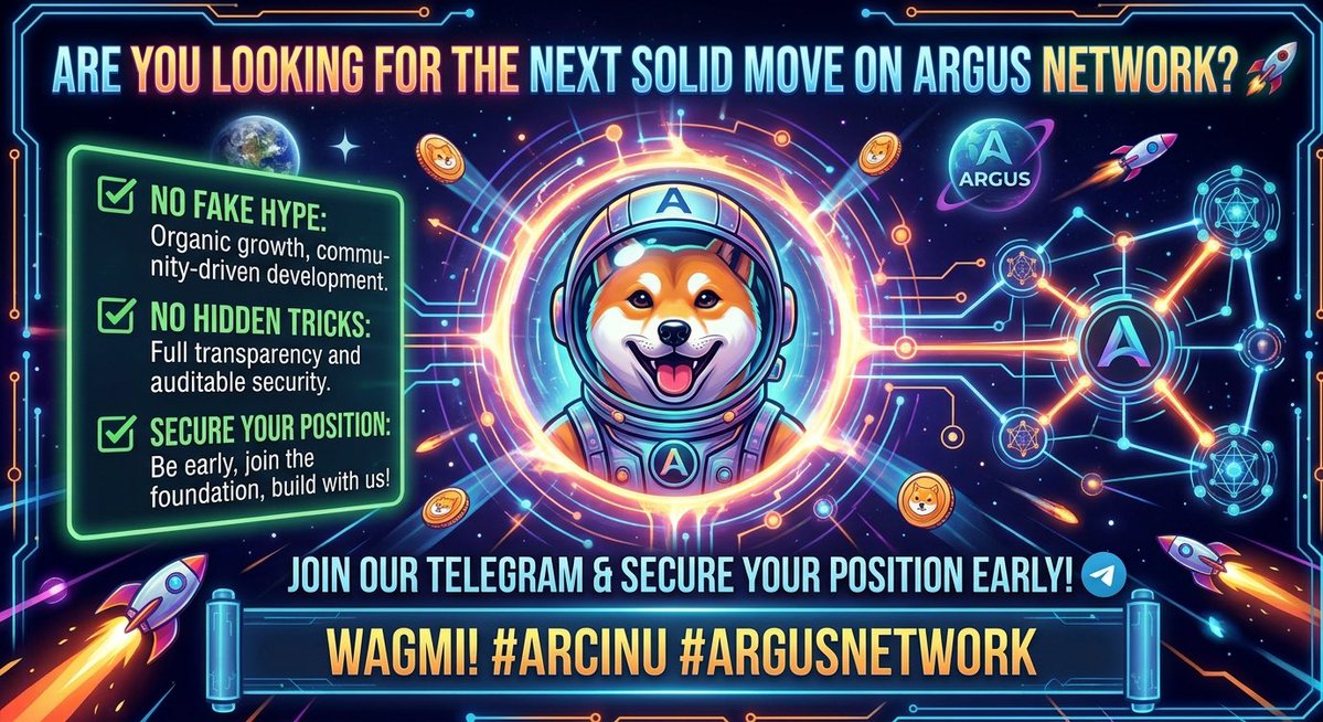 ArcInuy3's tweet photo. Looking for the next solid move on Argus Network? 🚀
$ARCINU is built differently. No fake hype, no hidden tricks—just a clean, community-driven memecoin focused on long-term security and organic growth.
We are still early, and the foundation is solid. Don't just watch from the sidelines. Join the community, secure your position, and let's build this together!
🛡️ Built for Security | 💎 Pure Community | 🚀 WAGMI

CA: 
0x1A593D23e0Ee2b0Dbc9afFa2a4Bbd0C5A3A53c75
