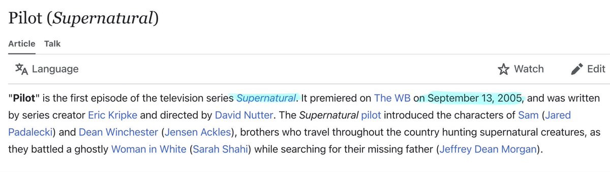 VkSeye's tweet photo. Rewatching the pilot on September 13th like god intended 
#spn #TVseries https://t.co/z36G1TaxAU