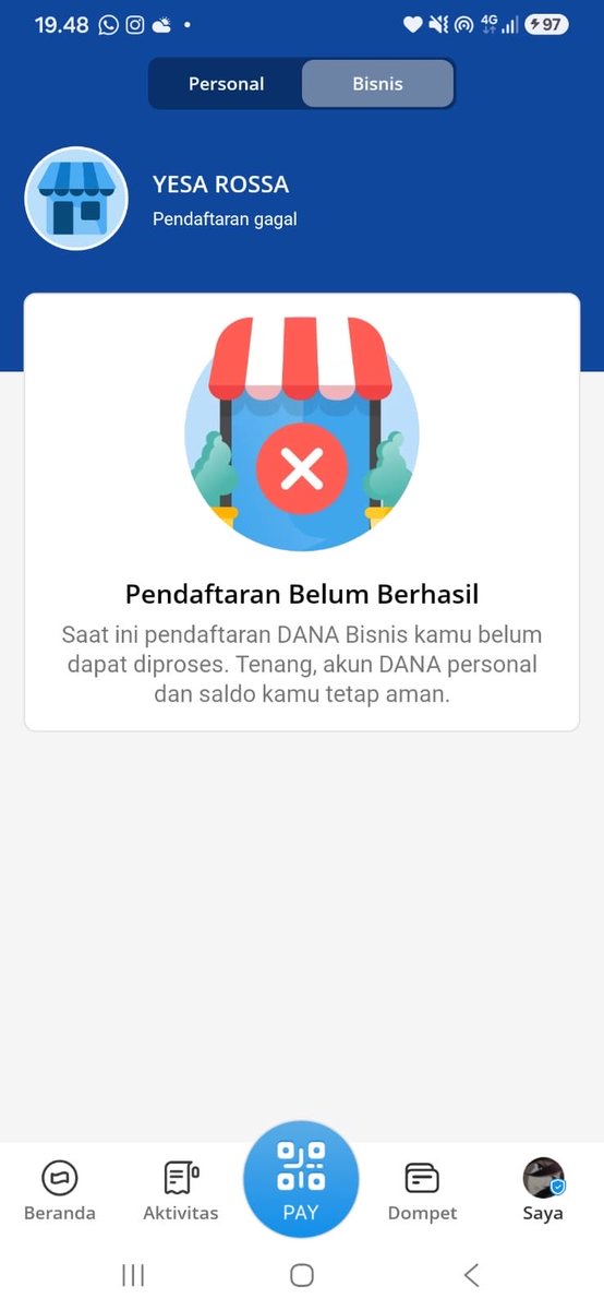 azima119's tweet photo. @danawallet AKU MAOO BIKIN AKUN BISNIS TAPI DITOLAKKK, GIMANA CARA DAFTAR ULANGNYAAA PLISSS BANTUUU NAA DANAAA NAA DANAAA UDAH 2 HARI KAYAK GINIII 😭😭😭 https://t.co/Cx1QFpZ8cr