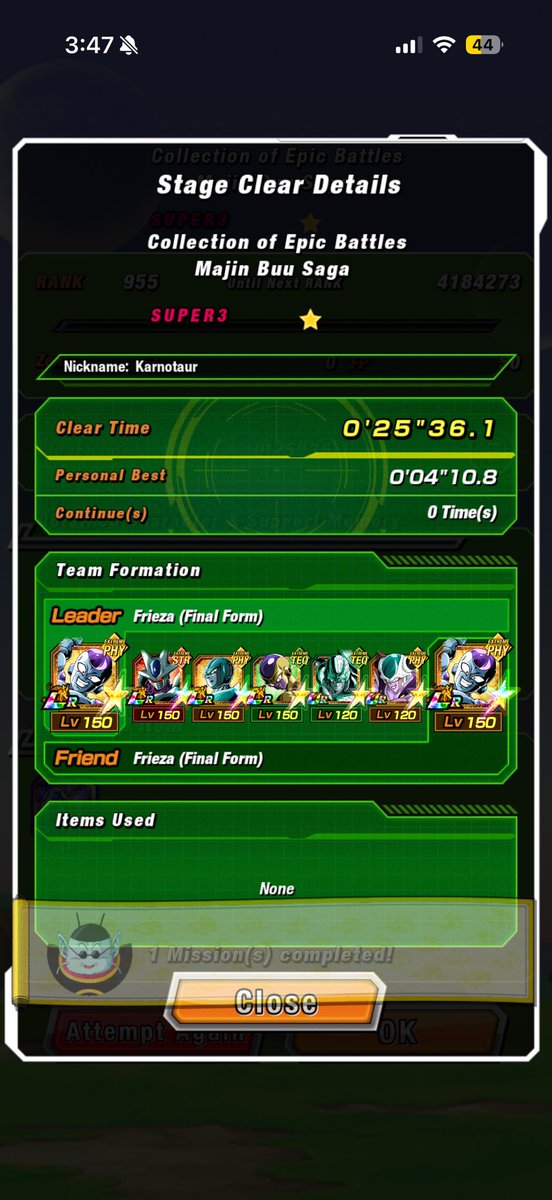 Karnotaur7's tweet photo. @jichris08 I would say vegito is a bit harder cause it has to be done within 6 turns and becomes dodge simulator after a bit

I will say the kid buu fight is pretty close that dude is insanely bulky 

This is what I used to beat kid buu since Frieza counters his super https://t.co/v2yN6gSpSi