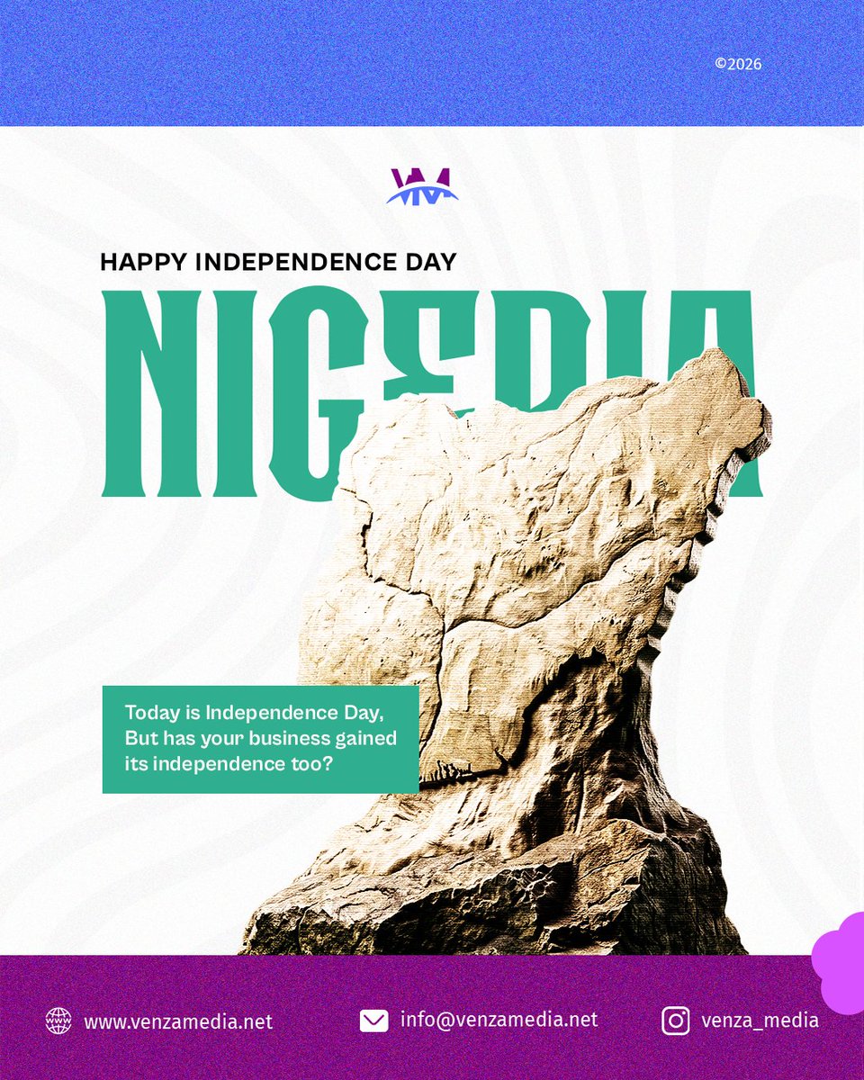 venzamedia's tweet photo. Happy 66th, Nigeria!🥳🇳🇬

​Skip the last-minute panic and connect your actual work to the moment.  
​Swipe for quick tips

​Need a Q4 strategy? Book a call: https://t.co/S5d8oNAnlr 
#VenzaMedia #HappyIndependenceDay #MarketingStrategy #BrandIdentity #BusinessGrowth https://t.co/A2v1t1pyeW