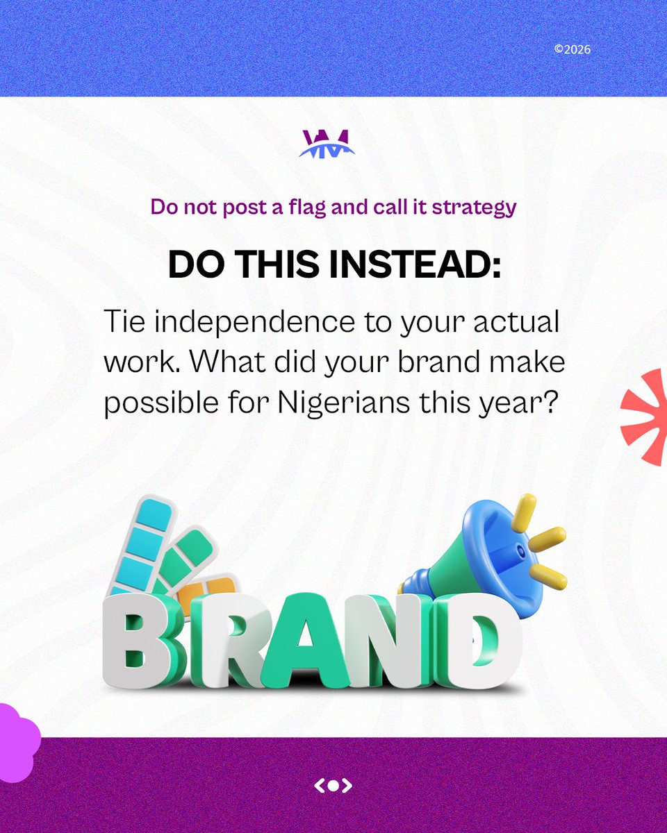 venzamedia's tweet photo. Happy 66th, Nigeria!🥳🇳🇬

​Skip the last-minute panic and connect your actual work to the moment.  
​Swipe for quick tips

​Need a Q4 strategy? Book a call: https://t.co/S5d8oNAnlr 
#VenzaMedia #HappyIndependenceDay #MarketingStrategy #BrandIdentity #BusinessGrowth https://t.co/A2v1t1pyeW