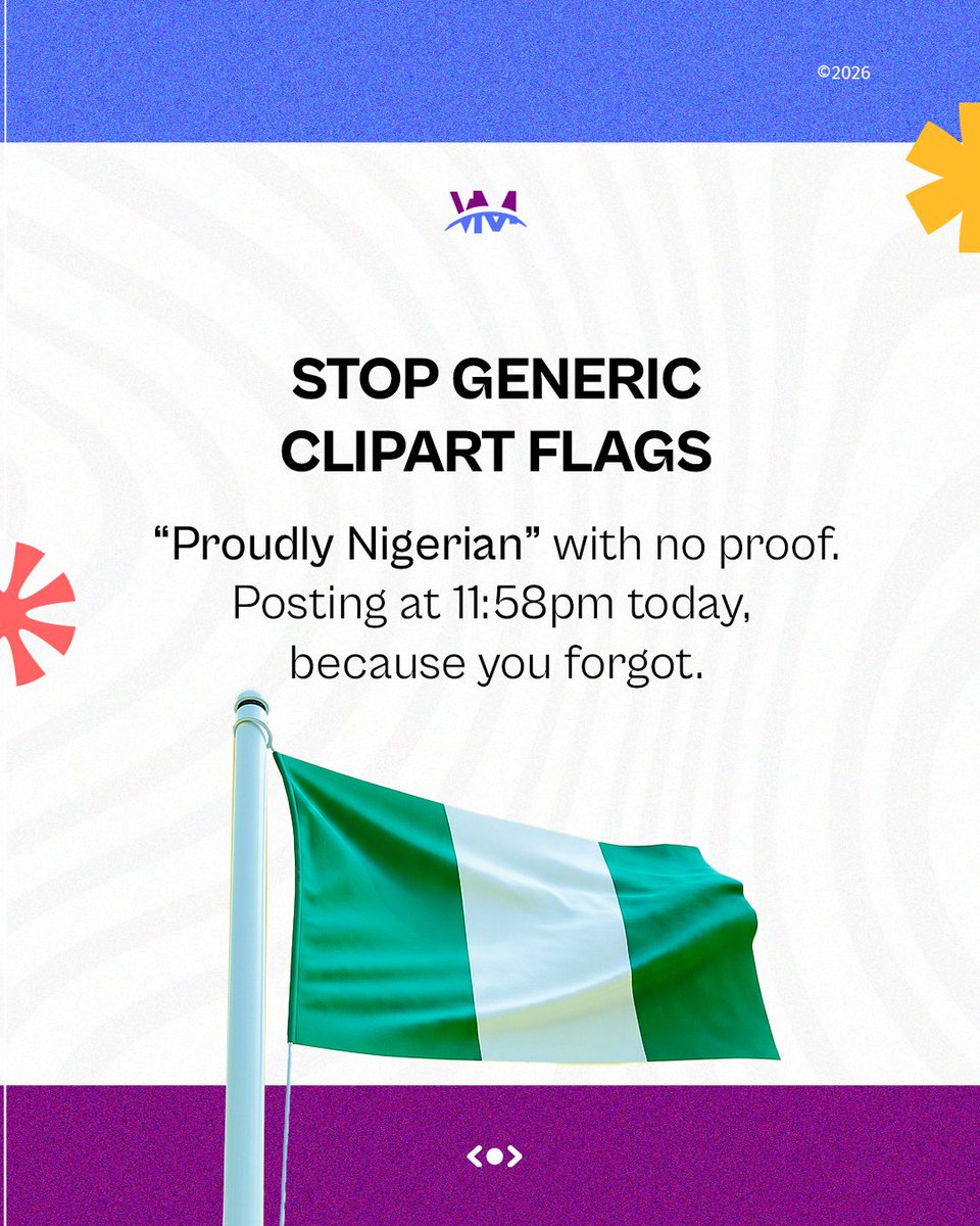 venzamedia's tweet photo. Happy 66th, Nigeria!🥳🇳🇬

​Skip the last-minute panic and connect your actual work to the moment.  
​Swipe for quick tips

​Need a Q4 strategy? Book a call: https://t.co/S5d8oNAnlr 
#VenzaMedia #HappyIndependenceDay #MarketingStrategy #BrandIdentity #BusinessGrowth https://t.co/A2v1t1pyeW