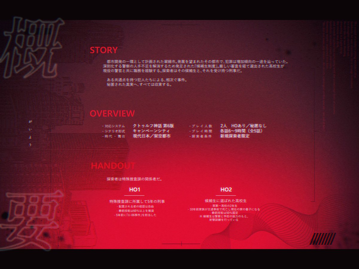 Twellshaker's tweet photo. #月初めだし自作シナリオ宣伝する
CoC6版　「モナスクアの殺した悲願」

✧　刑事×高校生×バディ
✧　全5話 キャンペーン
✧　本文全話無料

有料版はNPC立ち絵やスチル、シーン設定済みココフォリアルームデータ付き！
以前よりもお安くなっています。

▼BOOTH販売ページ
https://t.co/EU1blsAHcT https://t.co/9wGWiaDdPw