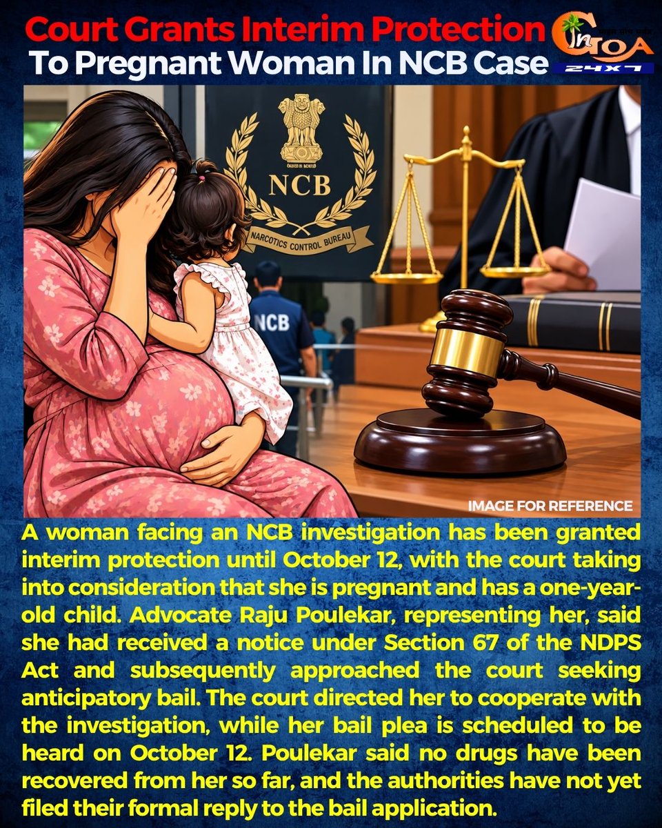 InGoa24x7's tweet photo. Court Grants Interim Protection To Pregnant Woman In NCB Case

#Goa #GoaNews #Court #PregnantWoman #InterimProtection https://t.co/f20rbl3Qhv