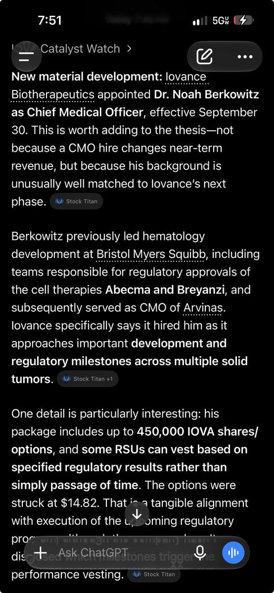crypto_condom's tweet photo. No one owns enough shares...except maybe the new CMO of @IovanceBio.  $IOVA filed for a new CMO hire with large $IOVA stock/options package vs cash...450,000 $IOVA shares + $14.82 options. 

Bullish AF for higher. 
https://t.co/AlIKUHWylV https://t.co/3GGjSPheEc