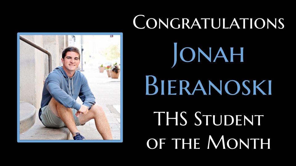 TrinityAreaSD's tweet photo. Congratulations to the THS October Student of the Month, Jonah Bieranoski! https://t.co/1GyyZjoLXe