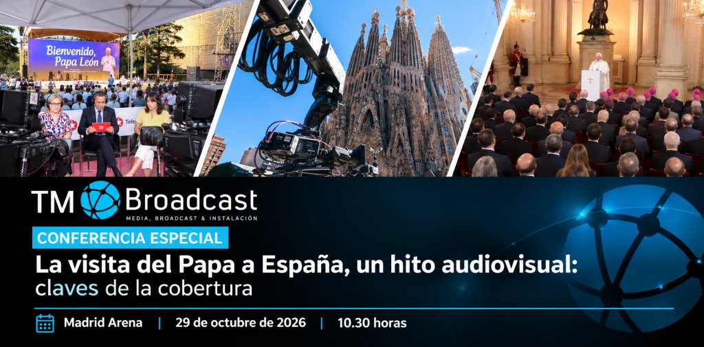 TMBROADCAST_ES's tweet photo. 🔴📺 TM BROADCAST reunirá en una mesa redonda a @rtve, @telemadrid, @som3cat y @RTVCes para analizar la cobertura de la visita del Papa

📍 La conferencia tendrá lugar a las 10.30 horas en el Madrid Arena, en el marco de @BitamShow 2026

🔗 https://t.co/yHkO3VL2pU https://t.co/RVfQ6st8Vd