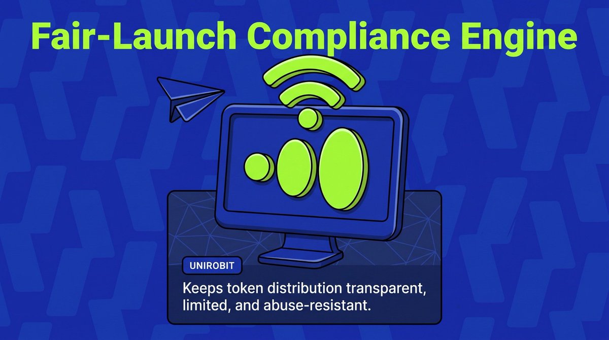 UnirobitProof's tweet photo. Clear rules. Verifiable allocations. Private participation.
Unirobit’s Fair-Launch Compliance Engine is designed to enforce launch rules and reduce allocation abuse without exposing participant identities. https://t.co/damdtOAZYw