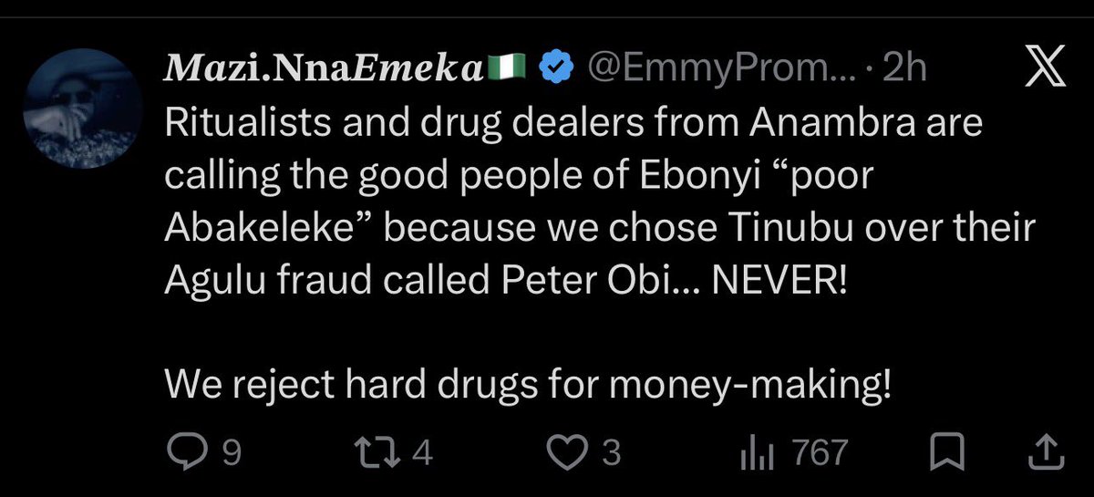 Uptownoflagos's tweet photo. Few weeks ago, Dave Umahi said publicly that will recruit 4,000 influencers to counter Obi.

3 Weeks later, he kicks off an “Ebonyi vs Anambra &amp; others” tribal agenda &amp; suddenly influencers are everywhere pushing it aggressively it ALL FOR TINUBU.

This is crazy! 💔 https://t.co/wSEQzGZuGY