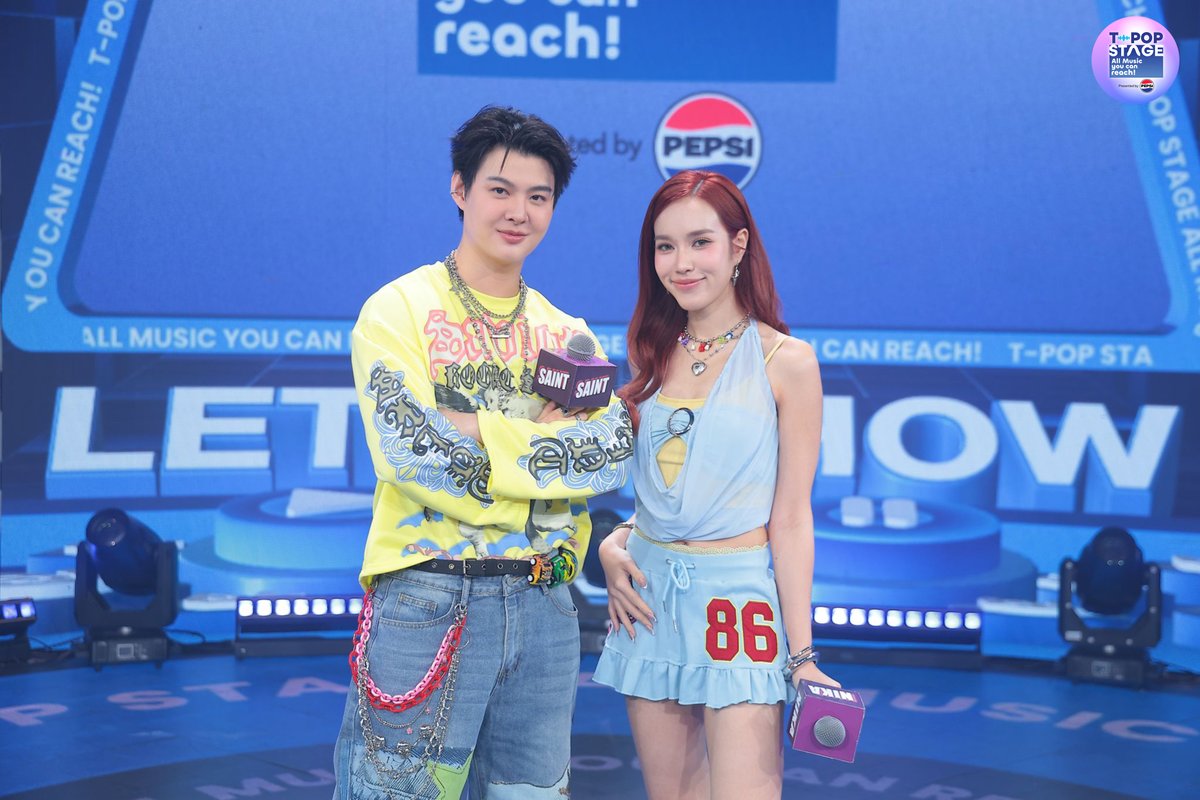 StageTpop's tweet photo. คืนนี้ห้ามพลาด! 💙 พบกับ
MC Saint Suppapong ( #Saint_sup ) & MC Nika JMNK ( #NikaJMNK ) ที่จะมาสร้างสีสันบนเวที! ❤️‍🔥

📍 @Saint_sup & @nikaanika17 ( @jmnkofficial )
 
ติดตามชมได้ในรายการ T-POP Stage presented by PEPSI 🤟
All Music you can reach!

#TpopStagepresentedbyPEPSIweek39 / 2026
#TpopStagepresentedbyPEPSI
🔵 วันพฤหัสบดีที่ 1 ต.ค. 69 เวลา 21.45 น.
#TPOP #WorkPoint23 #WorkPoint
#JMNK #JustmineNika
#XOXOentertainment