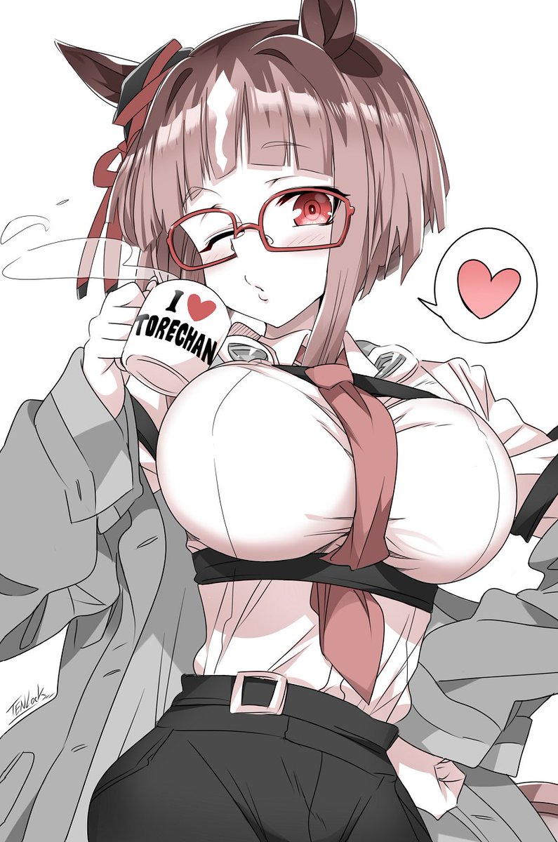 tenlock's tweet photo. 今日は「コーヒーの日」「ネクタイの日」「メガネの日」なので、
全部乗せトランちゃん💙（トランちゃんの好きなベルトも付けて♪）
#ウマ娘 #トランセンド https://t.co/Dn0Yt9LUhj