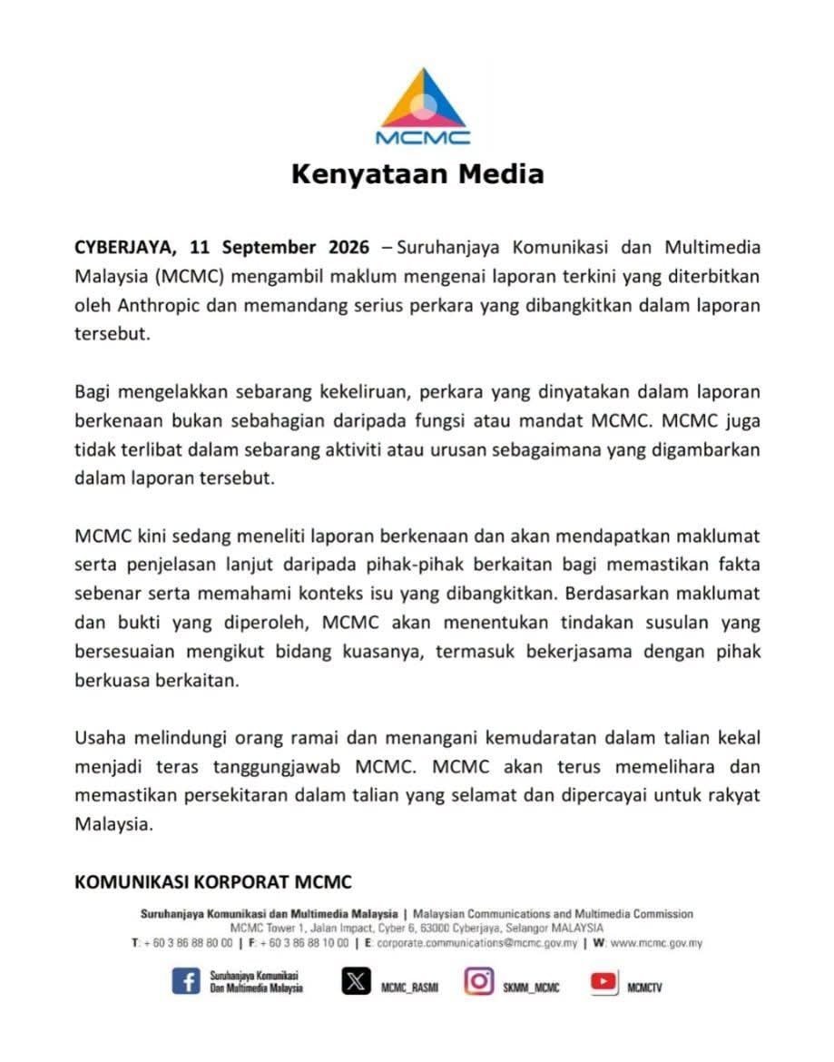 arianamiera's tweet photo. Salam @MCMC_RASMI @shamsulazribakr @akmalnasir @EkonomiMalaysia

Sudah hampir sebulan sejak kes melibatkan pemimpin negara dan kebocoran data didedahkan oleh Anthropic.

Apa update kes ini? Adakah Pengarah Komunikasi PM, Pengarah Pilihan Raya PH dipanggil?

Kenapa senyap? https://t.co/x8aKubcL6i