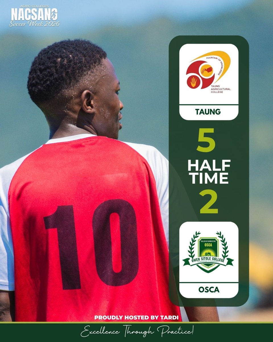TARDI540202's tweet photo. FULL TIME ⚽

TAUNG 5 - 2 OSCA

Taung puts on a goal-scoring masterclass to punch their ticket to the Plate Final! 🎟️🔥 An absolute goal fest in Match 2 as they secure a convincing 5-2 victory over OSCA.

#NACSANO2026 #SoccerWeek #PlateSemiFinal #FullTime #Day6 #APAC #TARDI https://t.co/KI29JOaLKq