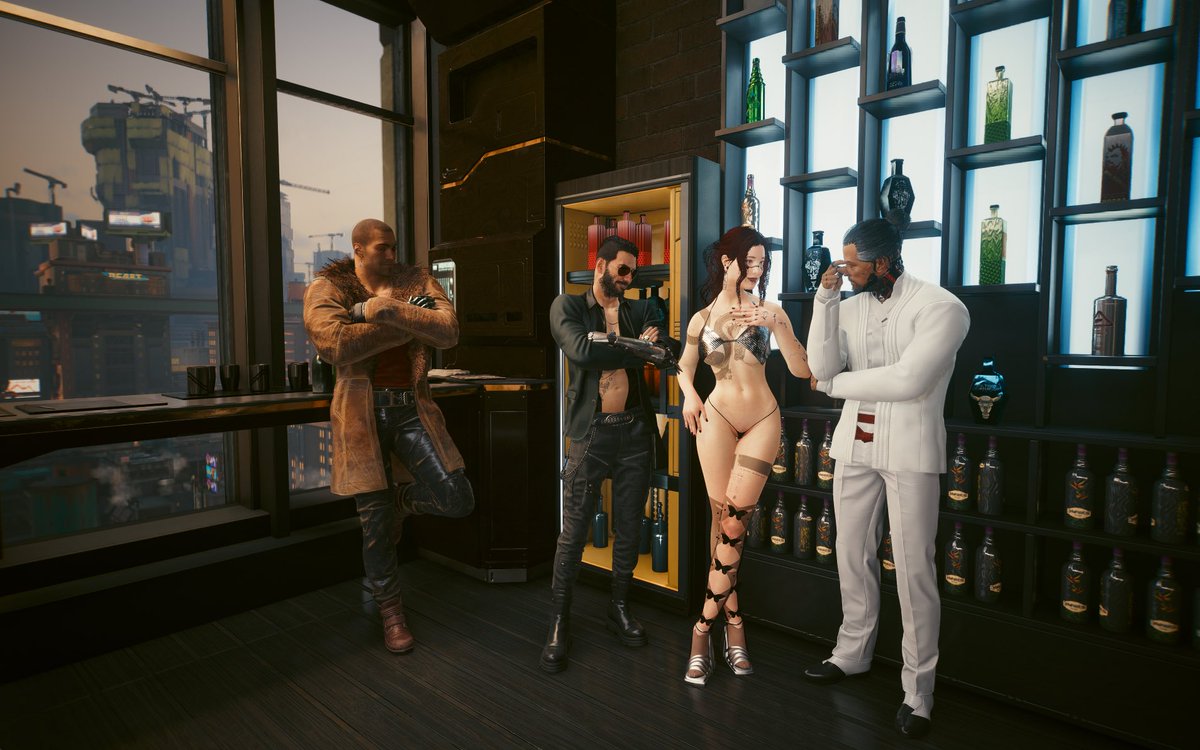 pu_gan48412's tweet photo. Party2：今天v邀请了3位男性来打台球
“台球助教”上线🎱
#Cyberpunk2077 #CyberpunkPhotomode https://t.co/uOf036gbNO