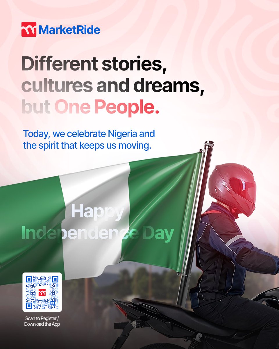 marketrideng's tweet photo. Different stories. Different cultures. Different dreams.

One spirit. One people.

Happy Independence Day, Nigeria. 🇳🇬

#NigeriaAt66 #HappyIndependenceDay #MarketRide https://t.co/p3pkbEecpw