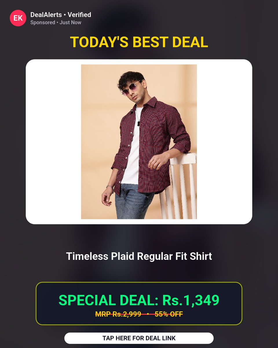 BanotaRajesh's tweet photo. This deal won't last long. Timeless Plaid Regular Fit Shirt at 15% Off

Rs.1349 (was Rs.2999)

Buy Now: https://t.co/ttnTyU8v6S

#TimelessPlaid #ShopSmart #FashionDeal #CottonClothing #StyleEssentials https://t.co/klFJ4Txkww