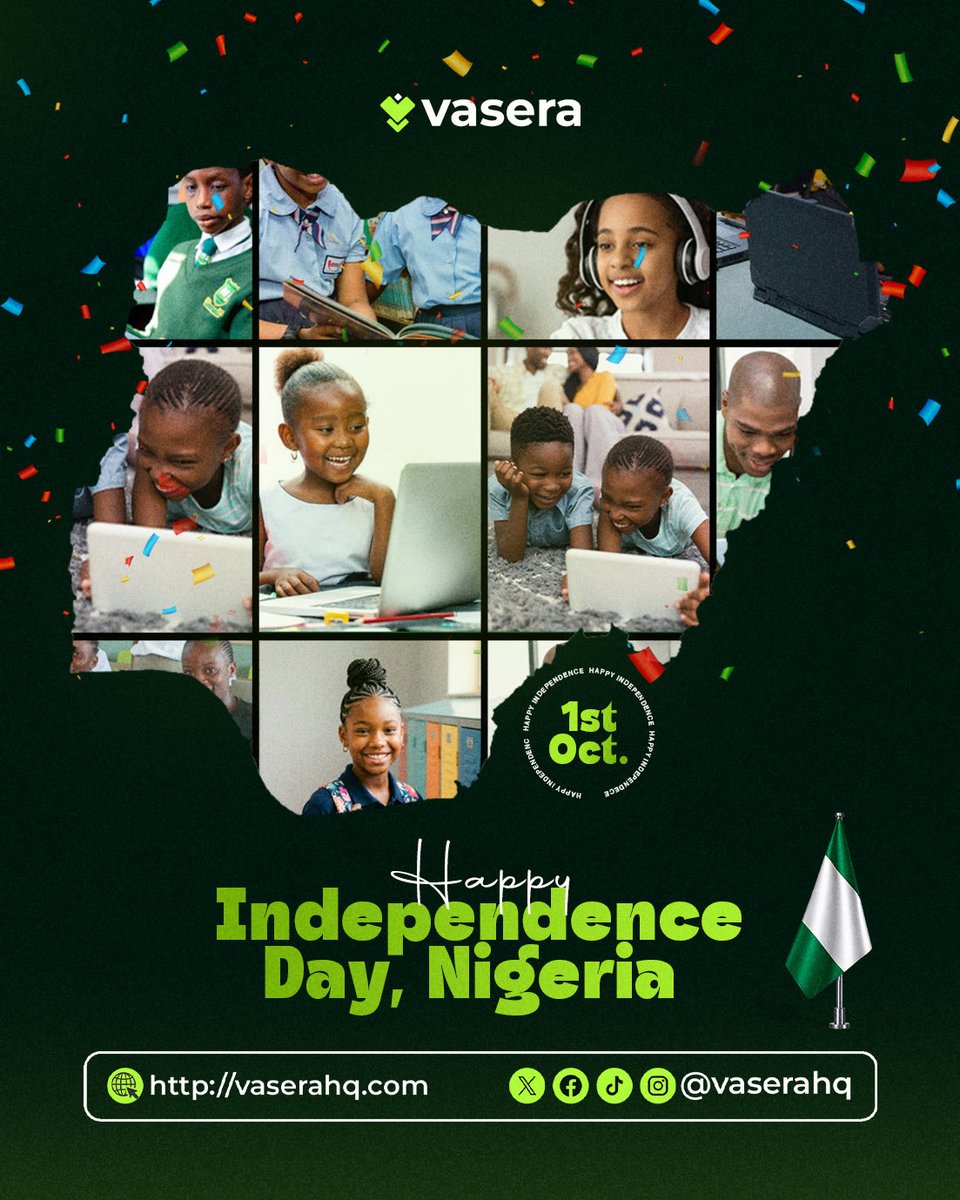 VaseraHq's tweet photo. 🇳🇬 66 years of Nigeria.

A nation still growing.
A generation still learning.
A future still being built.

And we believe education will always be part of that story.

Happy Independence Day, Nigeria. 💚🤍💚

#IndependenceDay #Nigeria #Vasera https://t.co/vmLlypzgWM