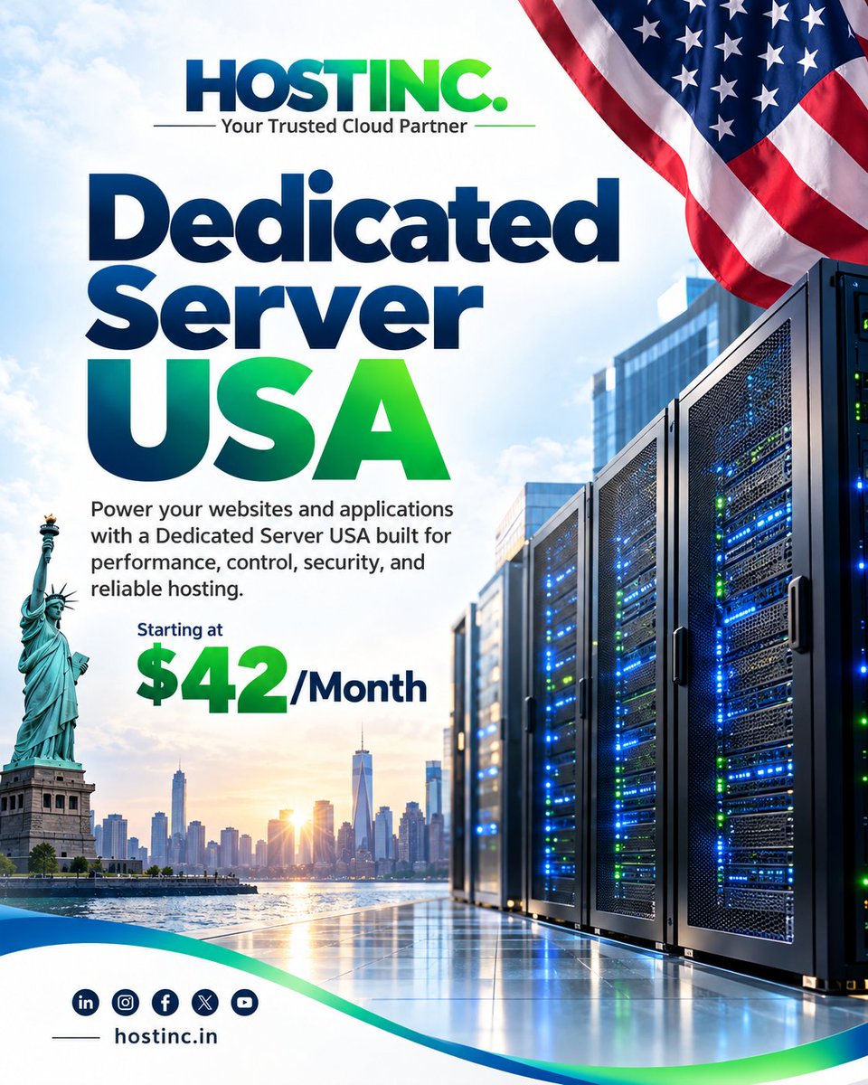 im_Hostinc's tweet photo. Power Your Business with Dedicated Server USA
https://t.co/WBJgfQKkcm
Get a Dedicated Server USA from just $42/month - built for performance, control & reliable hosting.
๐ Ready to upgrade?
#DedicatedServerUSA #DedicatedServer #USAHosting #HostInc #ServerHosting https://t.co/r7RCOd3hzw