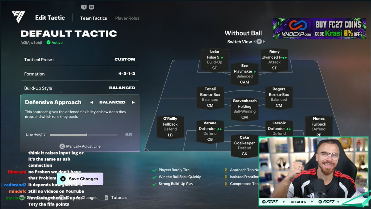 KrasiFIFA's tweet photo. Most BROKEN formation in #FC27 right now.

I struggle against it every time - especially when opponents fill the team with agile women attackers.

✅ Insane tiki-taka
✅ Makes manual defending stronger
✅ Deadly through balls

Check comments for gameplan #2 (high press) https://t.co/xfg9BclVae