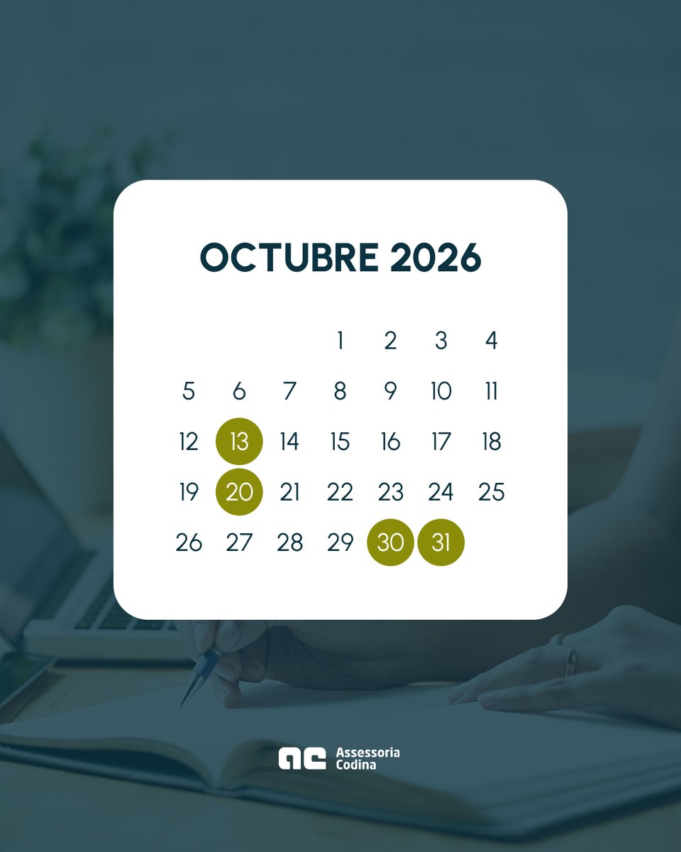 codinacia's tweet photo. 📅 Calendari fiscal d'octubre: no et perdis cap data clau!

Per evitar imprevistos amb Hisenda, pren nota de les obligacions d’aquest mes: https://t.co/5l4vNU2ivI
