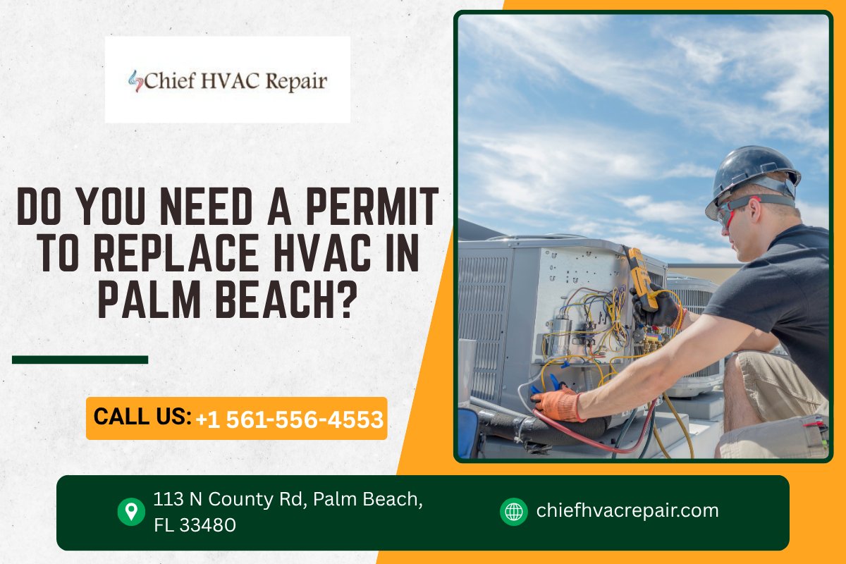 PalmBeachHVACRC's tweet photo. Yes. Replacing a central HVAC system in Palm Beach generally requires a mechanical permit. The Town of Palm Beach lists HVAC changeouts under Mechanical permits. Planning an HVAC replacement? Learn more at https://t.co/Qyy0bQhUdZ. https://t.co/MOTXIcVCwr