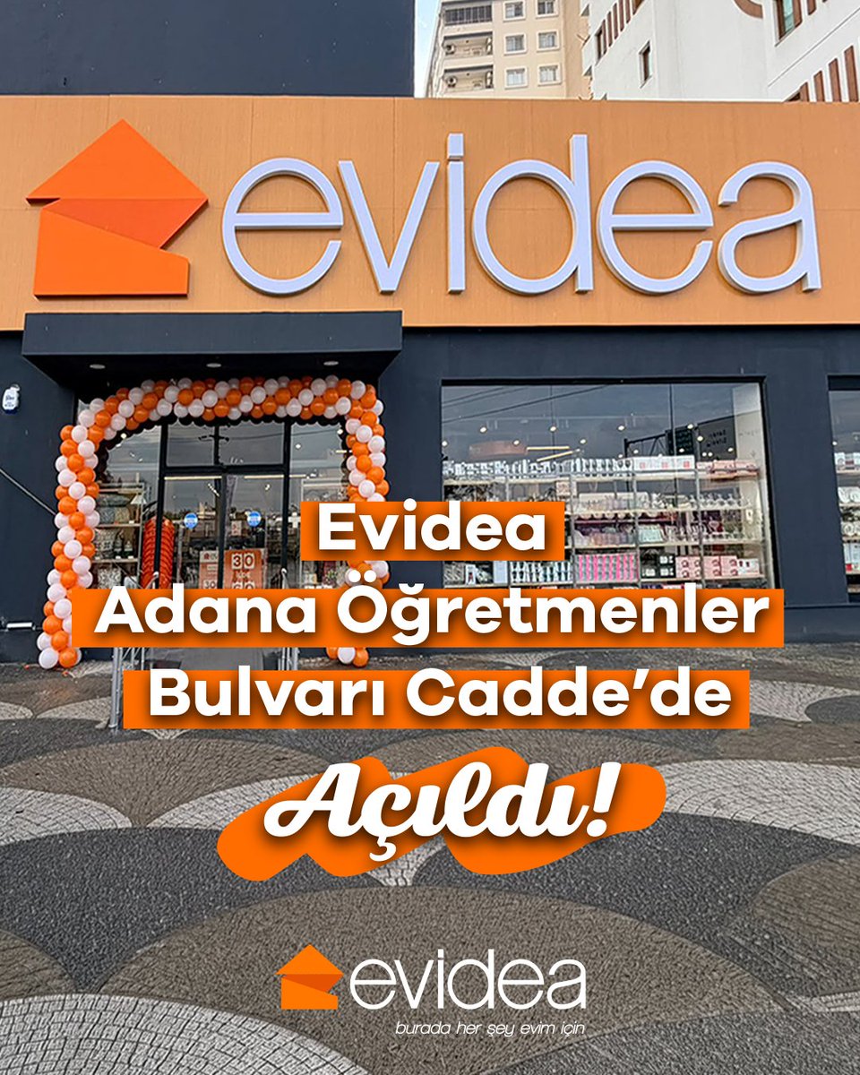 EvideaCom's tweet photo. Evidea Adana Öğretmenler Bulvarı Cadde mağazamız açıldı! 🎉  

Yeni mağazamızda eviniz için aradığınız ürünleri yakından inceleyebilir, farklı kategorilerdeki seçenekleri keşfedebilir ve Evidea alışveriş deneyimini yaşayabilirsiniz. 🏡✨  

Adana Öğretmenler Bulvarı Cadde mağazamıza herkesi bekliyoruz. 🧡