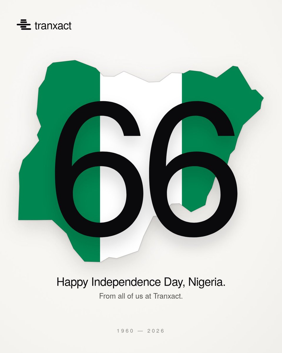 TranxactNG's tweet photo. Happy 66th Independence Day, Nigeria. 🇳🇬 

#NigeriaAt66 https://t.co/1NRSw2THjC