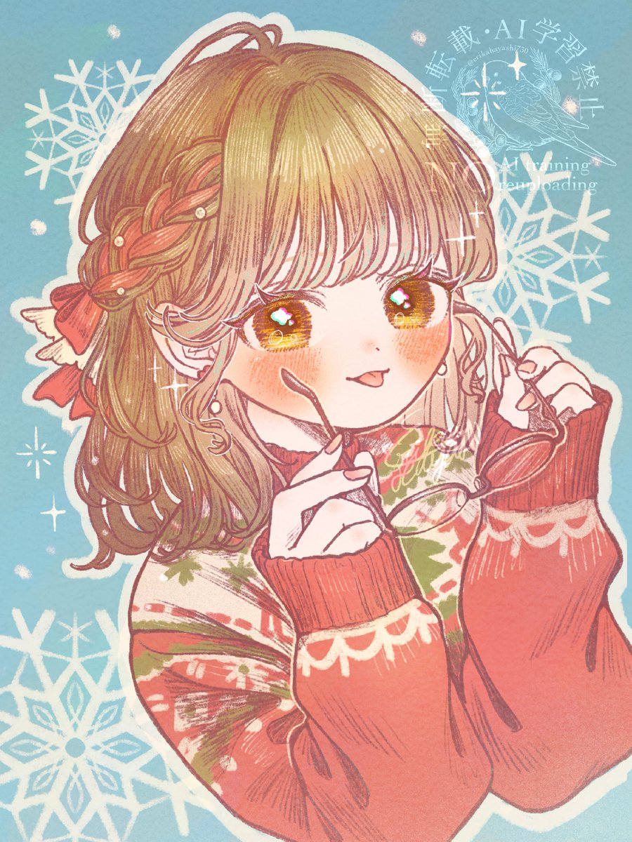 erikahayashi730's tweet photo. #めがねの日

去年描いたクリスマスセーターちゃん！加筆修正してみました🎄 https://t.co/bRGPUFBssY