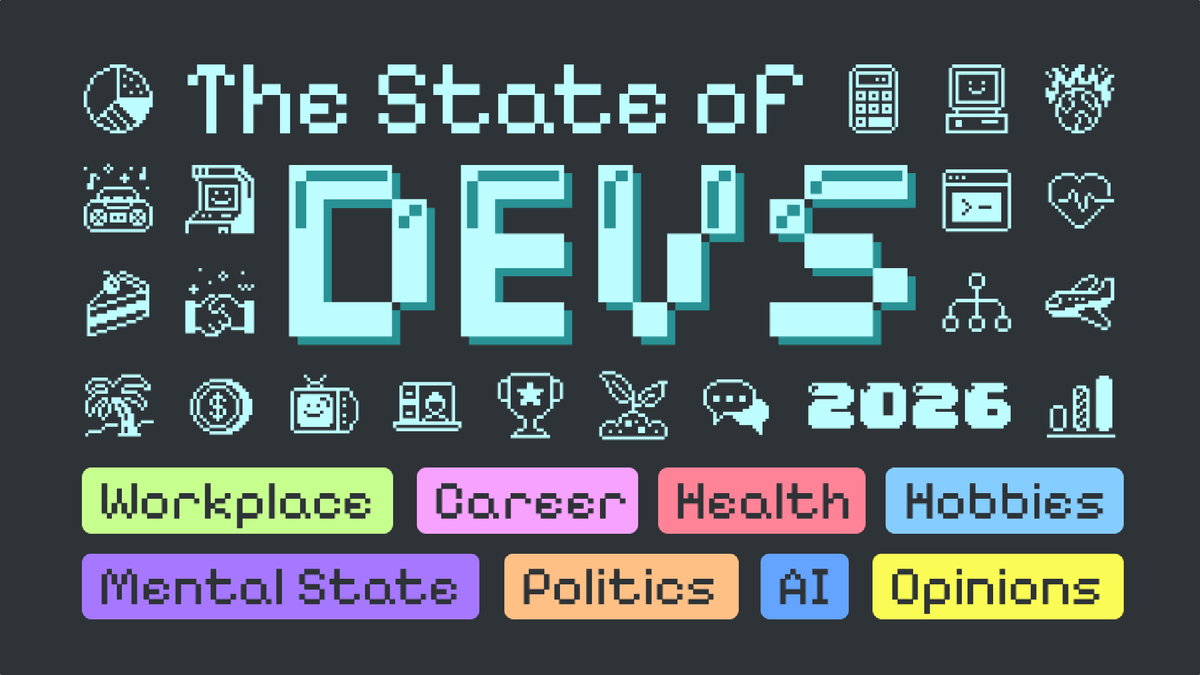 webstandardsdev's tweet photo. State of Devs 2026 survey results. @SachaGreif and Devographics polled 5,463 developers: 62% have experienced burnout, and most rely on AI for their code, yet only 23% say it had a positive impact on their mental state. #stateof #survey

https://t.co/SfGqThCM01 https://t.co/m6eVXpqpxf